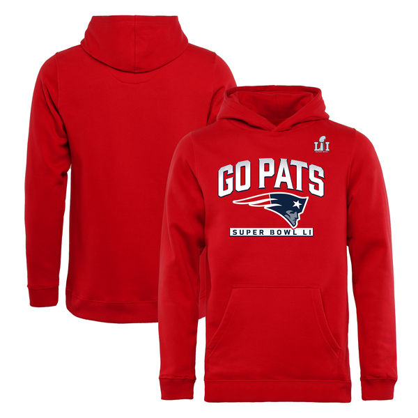 New England Patriots Pro Line by Fanatics Branded Youth Super Bowl LI Bound GO Pullover Hoodie - Red
